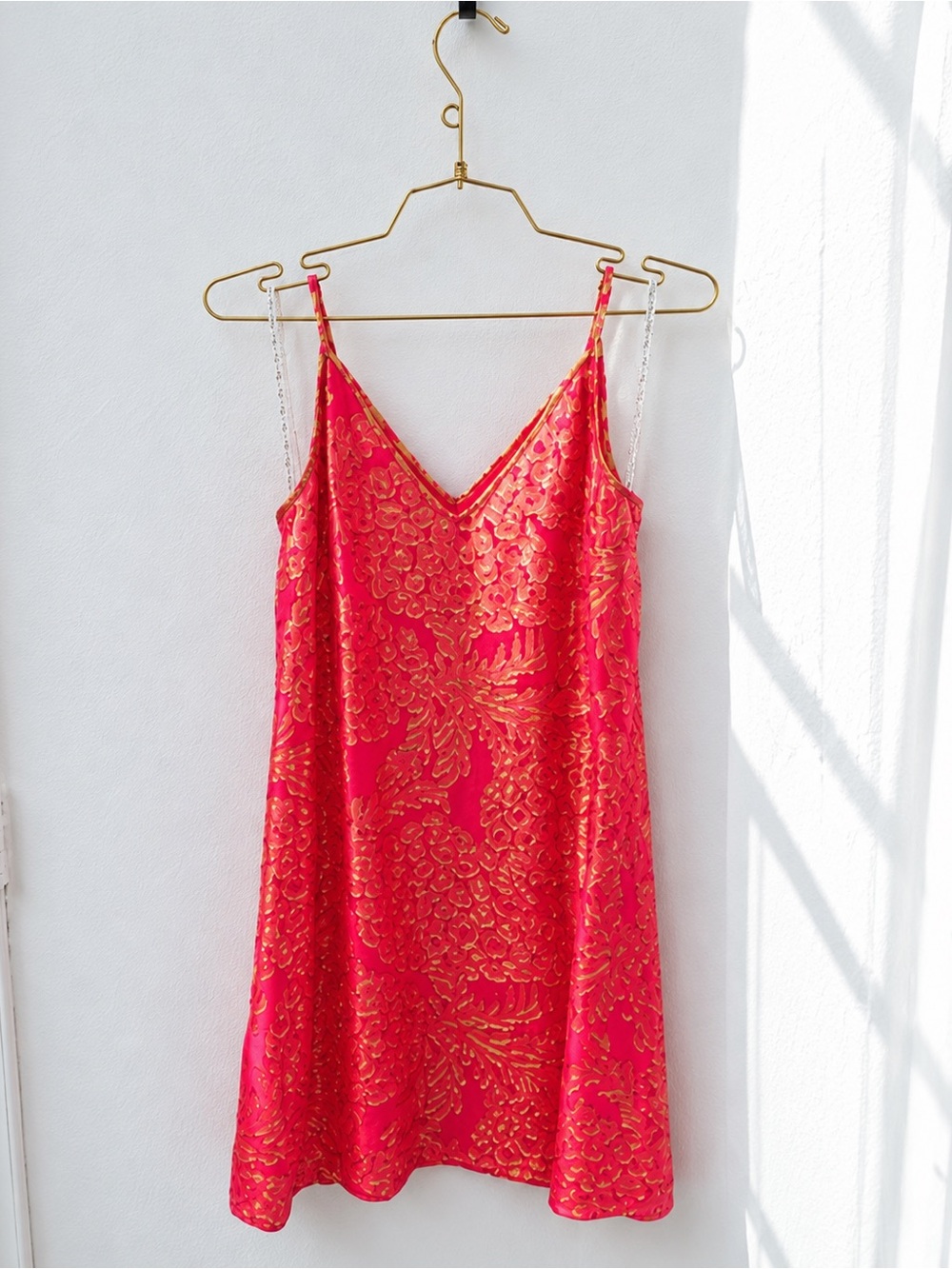 Lilly Pulitzer Coral Slip Dress with Gold Trim-NWT